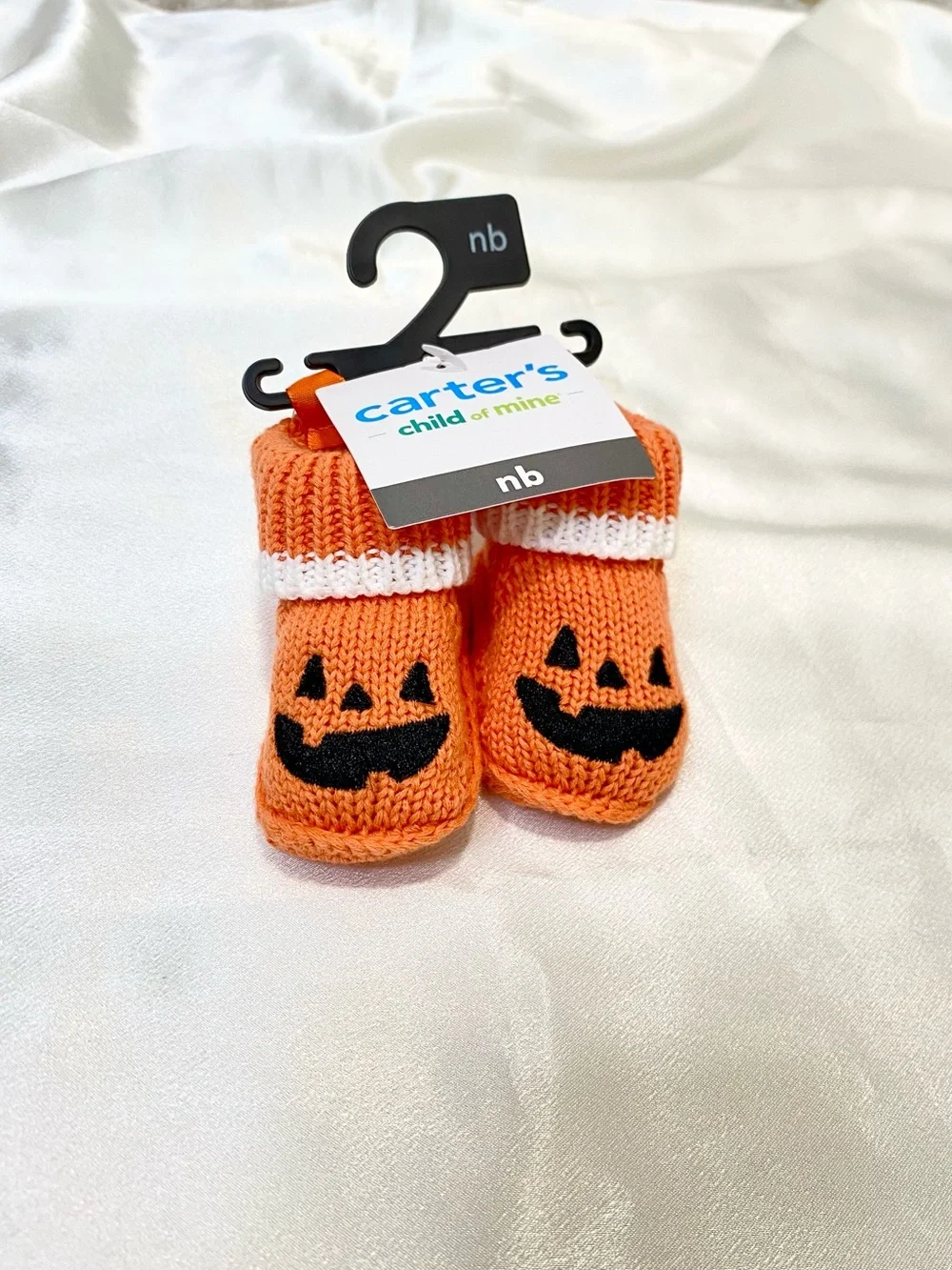 Carter's Orange Knit Pumpkin Face Baby Booties